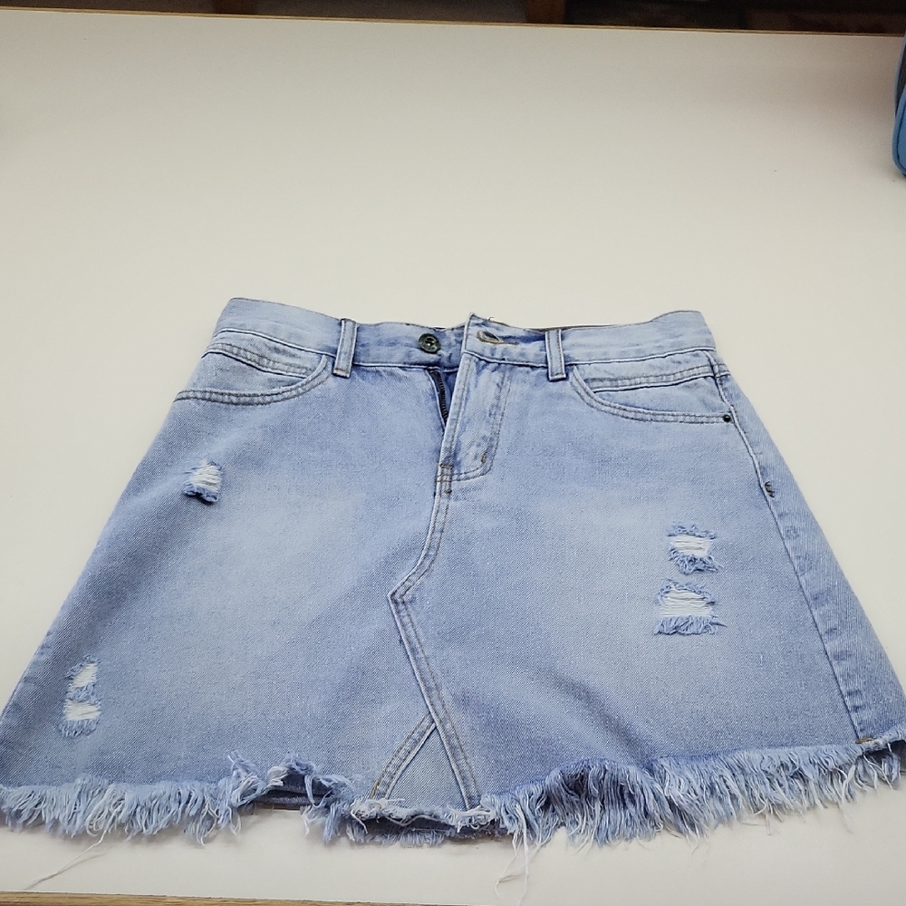Lucky & Blessed Blue A-Line Mini Skirt